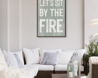 Firepit Wall Sign: Rustic Wood Art - Sage Green, Seasonal Decor