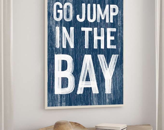 Bay House Wall Sign: Nautical Blue, Faux Weathered Wood - Rustic Decor