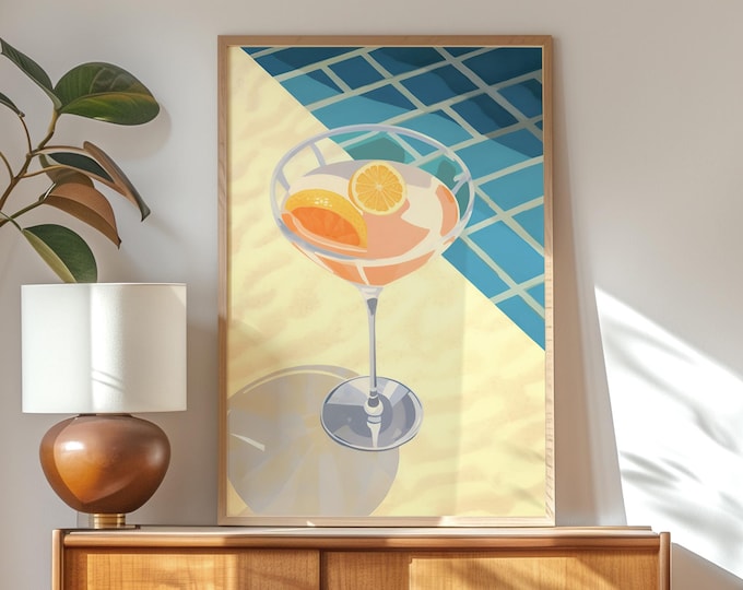 La Dolce Vita Canvas Print, Retro Aperol Spritz Art, Coastal Decor Gift, Vintage Palm Wall Art, Beachhouse Charm, Summer Vibes