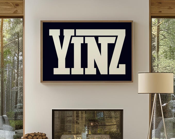 Large Yinz Canvas Sign, Black and White Decor, Gift for Pittsburgh Native, Minimalist Wall Art, Large Bold Typography Print, Pittsburgh Art