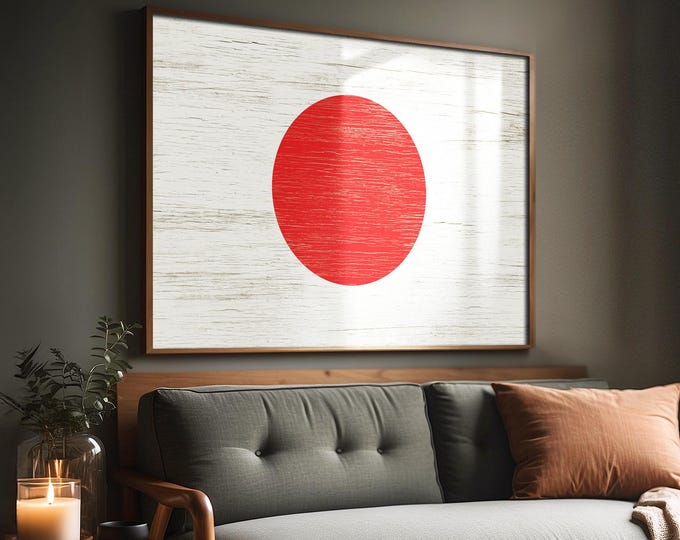 Japanese Flag Poster, Indoor Outdoor Wall Art for Japan Lovers