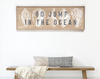 Cute Beach Art, Housewarming Gift, Faux Wood Signs, Large Tan Beach Canvas Print, Beige And White Wall Decor, Relaxing Ocean Theme Artwork