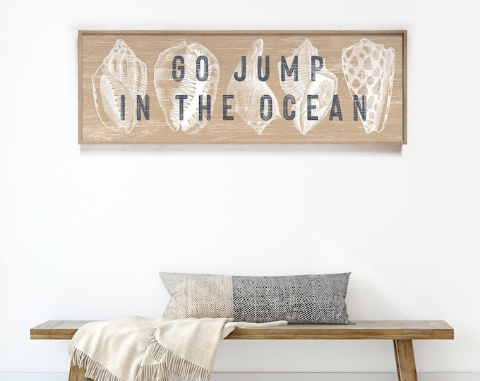 Cute Beach Art, Housewarming Gift, Faux Wood Signs, Large Tan Beach Canvas Print, Beige And White Wall Decor, Relaxing Ocean Theme Artwork