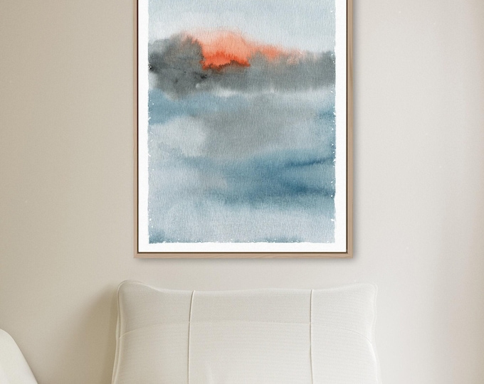 Abstract Coastal Beach House Wall Art, Bar Cart Decor, Watercolor Gift