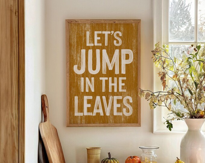 Farmhouse Fall, Autumn Wall Decor, Harvest Art, Distressed Wood Sign, Leafy Seasonal Design, Cozy Fall Accent, Framed Wall Hanging