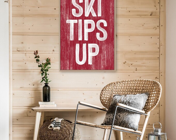 Cozy Winter Ski Lodge Sign, Vintage Red Farmhouse, Pacific Northwest Decor