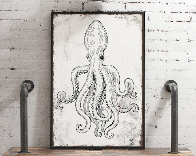 Octopus Wall Decor: Nautical Sea Creature (Multiple Sizes Available)
