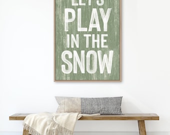 Winter Wall Sign: Playful Snow Scene - Canvas or Metal