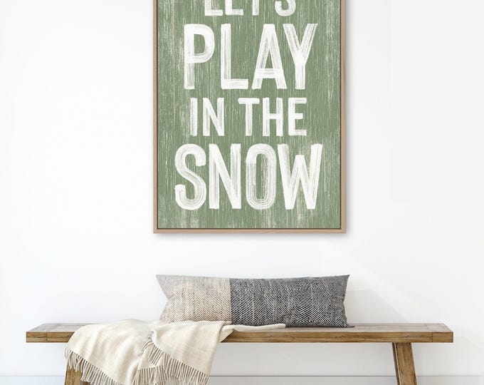 Winter Wall Sign: Playful Snow Scene - Canvas or Metal