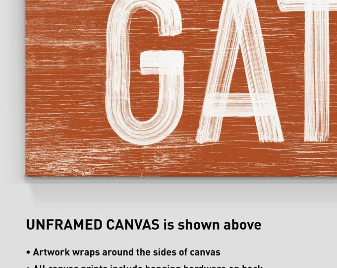 Orange Fall Decor, Gather Sign, Cream Weathered Wall Art