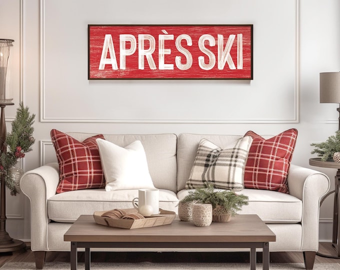 Apres Ski Wall Art, Vintage Farmhouse Style (Multiple Sizes & Frames)