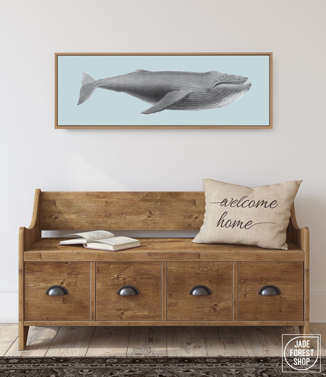 Long Skinny Framed Blue Whale Poster, Vintage Whale Signs, Whale Canvas ...