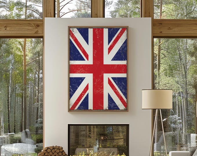 Vintage British Flag Sign - Rustic Farmhouse Wall Decor