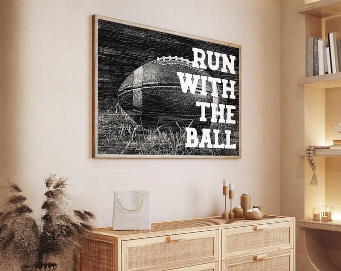 Sunday Football Sign: Vintage Style Run with the Ball Art