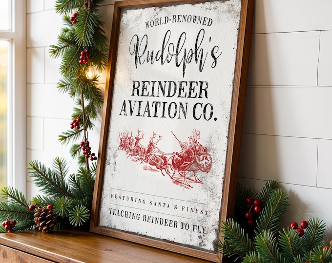 Rustic Rudolph Reindeer Sign - Cozy Christmas Farmhouse Decor