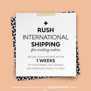 International Rush SHIPPING only - 1 week