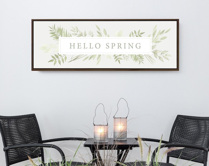 Botanical Canvas Wall Sign, Green Leaves, Spring Decor (Multiple Sizes)