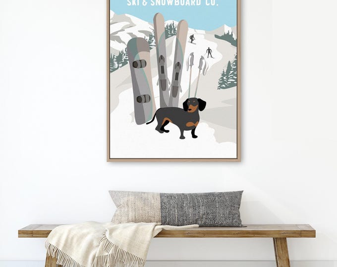 Vintage Dachshund Ski Poster - Retro Winter Lodge Wall Art