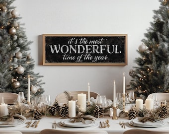 Holiday Wall Sign: Farmhouse Christmas 'Most Wonderful Time' (Multiple Sizes)
