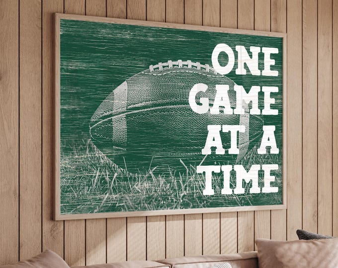 Football Wall Art: Green Vintage Style Prints (One Game at a Time)