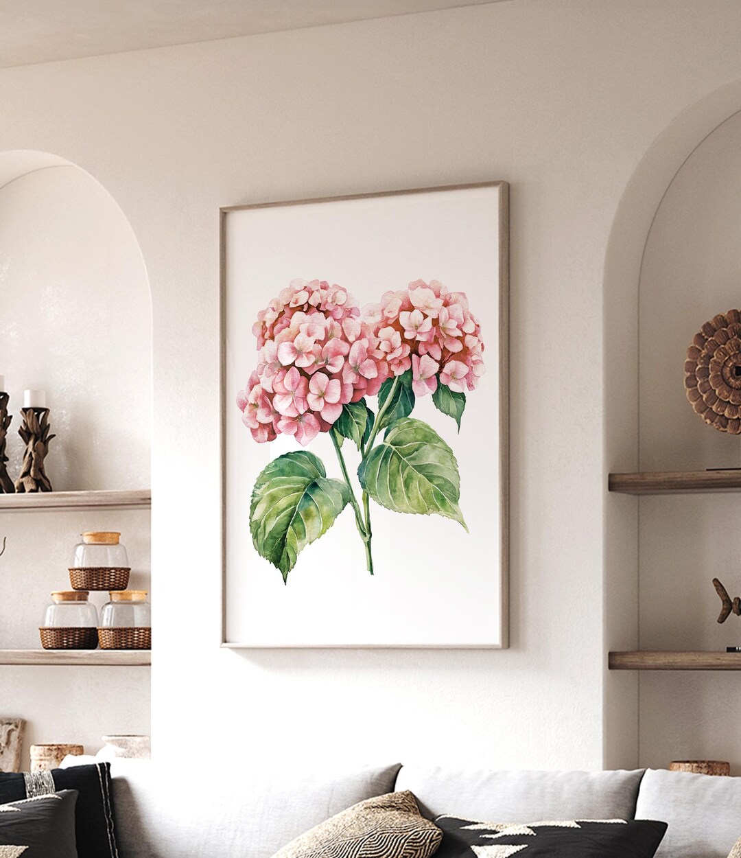 Pink Hydrangea Wall Art Print – Soft Floral Botanical Decor - Etsy