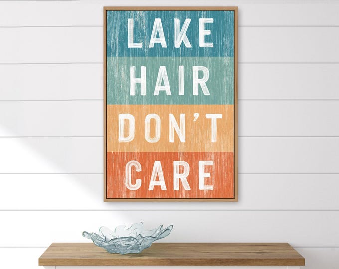 Lake Hair Wall Sign: Retro Rainbow Design (Wood, Multiple Sizes)