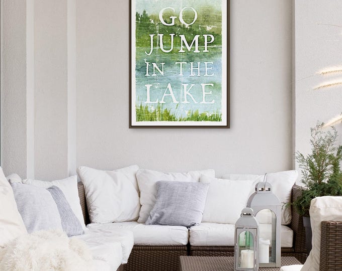 Watercolor Lake House Print: Rustic Cabin Wall Art (Framed)