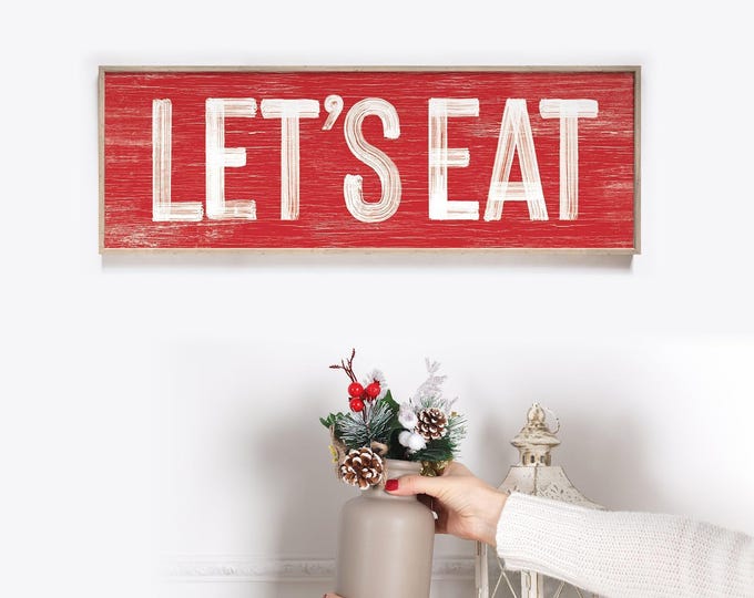 Let's Eat Sign, Thanksgiving Decor, Farmhouse Fall Decor, Rustic Seasonal Wall Art, Faux Weathered Wood, Cozy Autumn Harvest Decoration