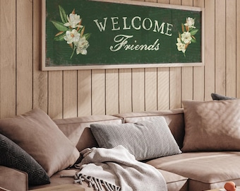 Vine Green Magnolia Porch Welcome Sign, Floral Spring Gift, Vintage Art