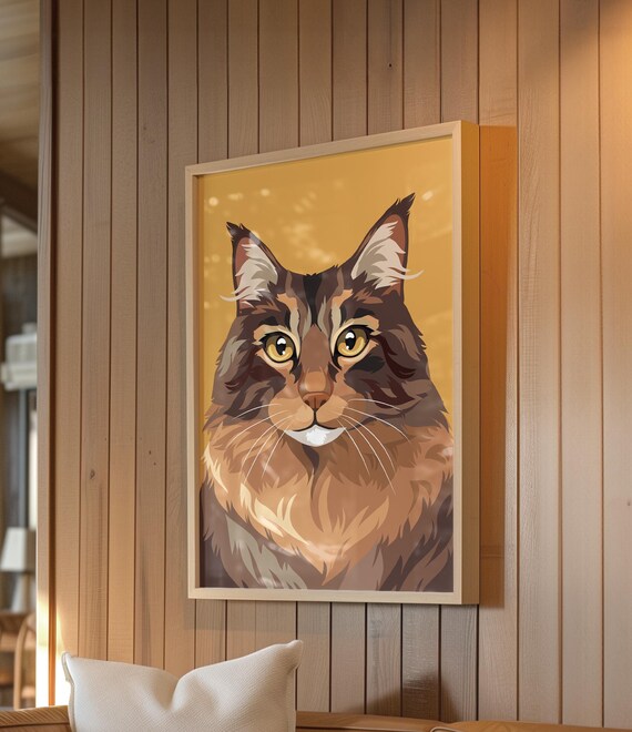猫　絵画　アクリル画　花　メインクーン　木製パネル　BAEZ3 猫の絵 絵画 アクリル画 花 メインクーン 木製パネル BAEZ3