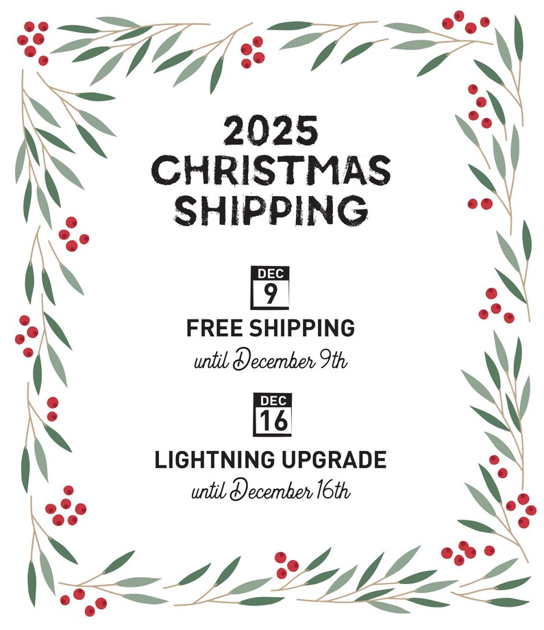 a christmas sale sign with holly branches and red berries