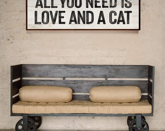 Boho Cat Wall Sign, Black & White Quote, Charming Illustration (Multiple Sizes)