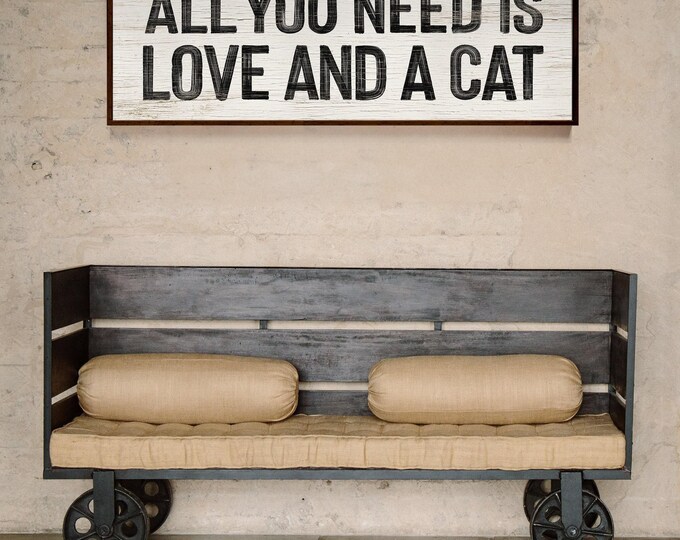 Boho Cat Wall Sign, Black & White Quote, Charming Illustration (Multiple Sizes)