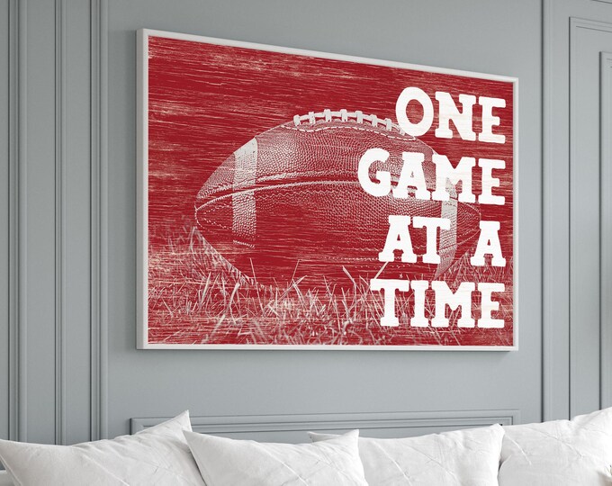 Sunday Football Sign, One Game at a Time, Faux Wood (Multiple Sizes)