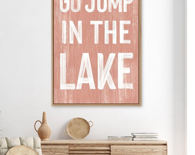 Coral Pink Lake House Sign - Rustic Coastal Wall Decor