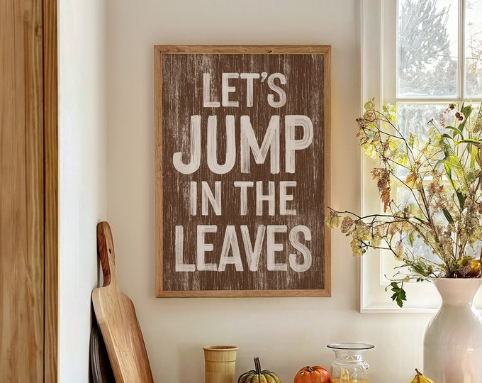 Autumn Wall Decor, Fall Wall Decor, Farmhouse Fall, Rustic Leafy Art Print, Cozy Seasonal Sign, Harvest Home Decoration, Framed Brown Bear