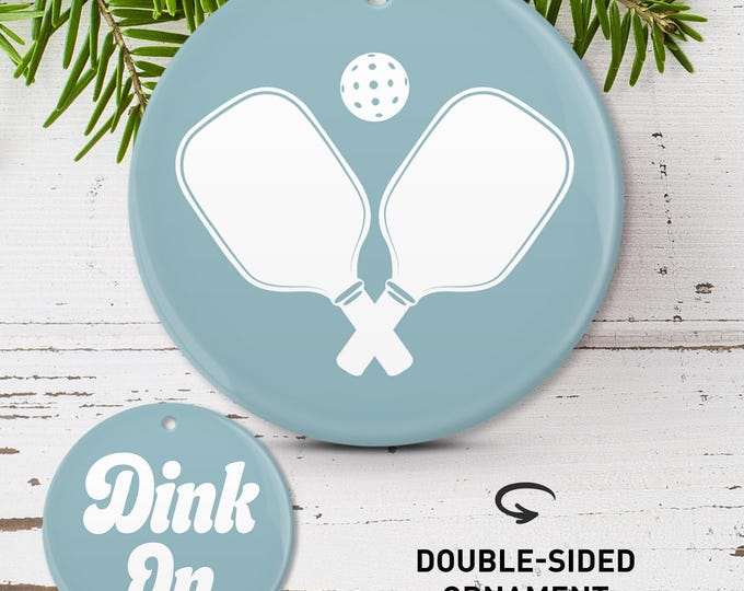 Ceramic Pickleball Ornament: Double-Sided Holiday Decor - USA Made