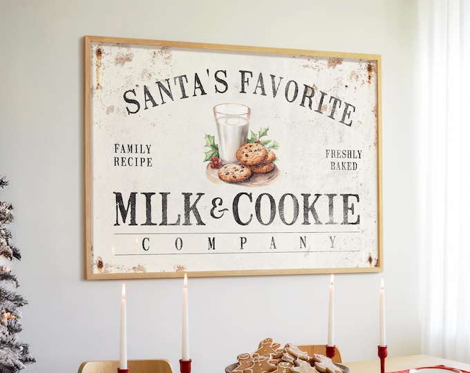 Milk and Cookie Wall Art: Vintage Style - Framed or Unframed