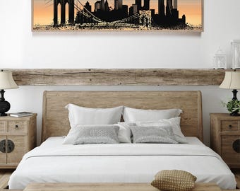 New York City Canvas Print: Urban Skyline - Black Wood Frame