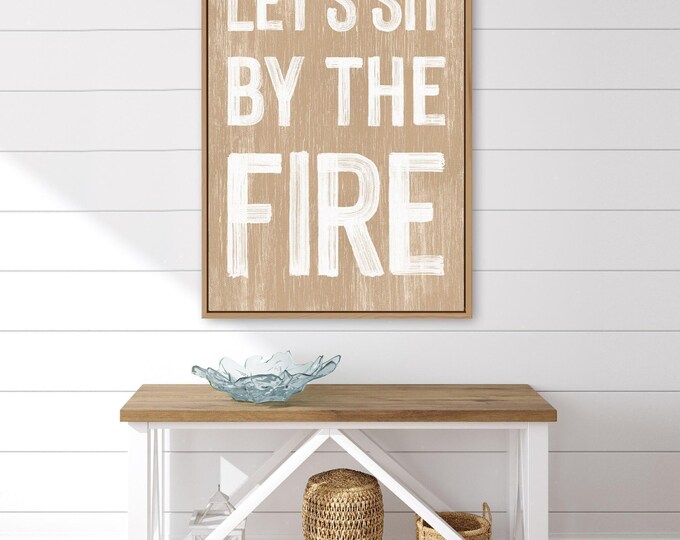 Rustic Autumn Farmhouse Firepit Sign, Natural Wood Seasonal Wall Decor
