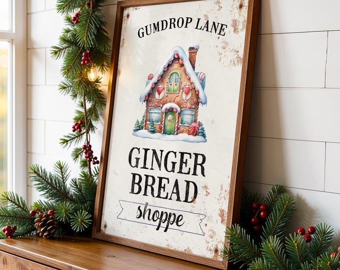 Gingerbread Bakery Sign in Barn Red and Forest Green