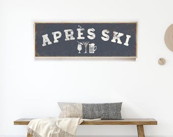 Après Ski Bar Sign Rustic Lodge Style (Hale Navy)