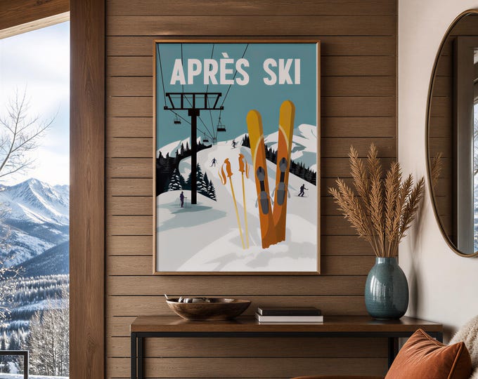 Gift for Skier, Après Ski, Winter Family Gift, Whimsical Winter, Cozy Winter Sign