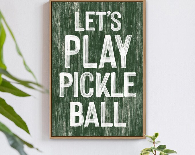 Pickleball Vine Green Canvas Wall Art, Rustic Farmhouse Living Room Decor