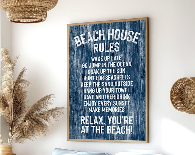 Nautical Beach House Sign: Vintage Blue Coastal Wall Decor