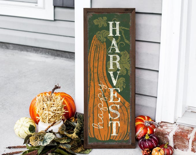 Tall Happy Harvest Fall Sign, Large Fall Wall Decor, Fall Harvest Decor, Seasonal Autumn Decor, Thanksgiving Decorations, Vine Green, 16