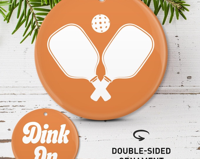 Pickleball Christmas Ornament: Porcelain and Metal Options (2.85")