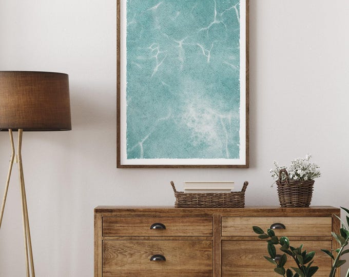 Water Art Print, Abstract Seafoam Ripples, Minimalist Coastal Decor for a Bathroom