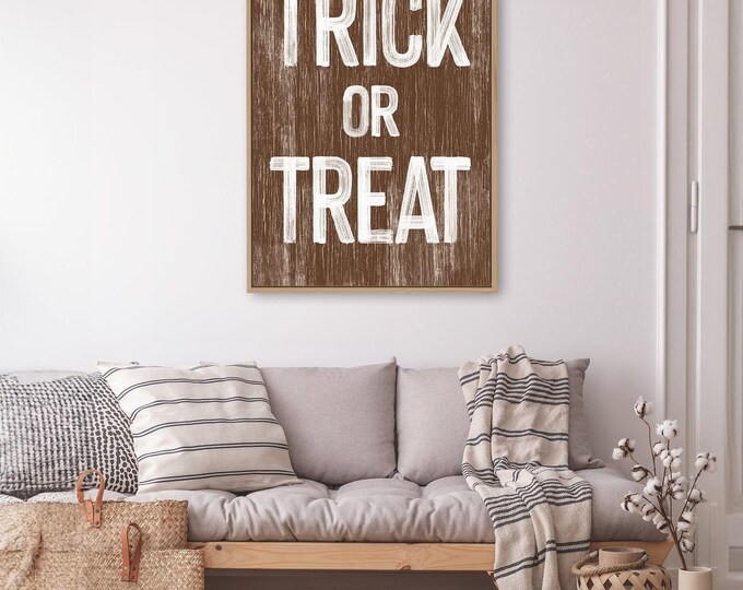 Trick or Treat Wall Art: Cozy Autumn Farmhouse (Wood Frame Options)