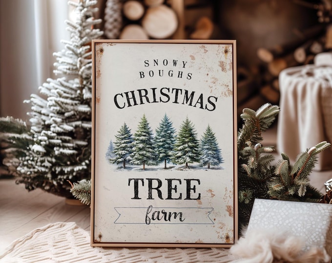 Christmas Tree Farm Sign: Rustic Holiday Decor (Canvas or Aluminum)